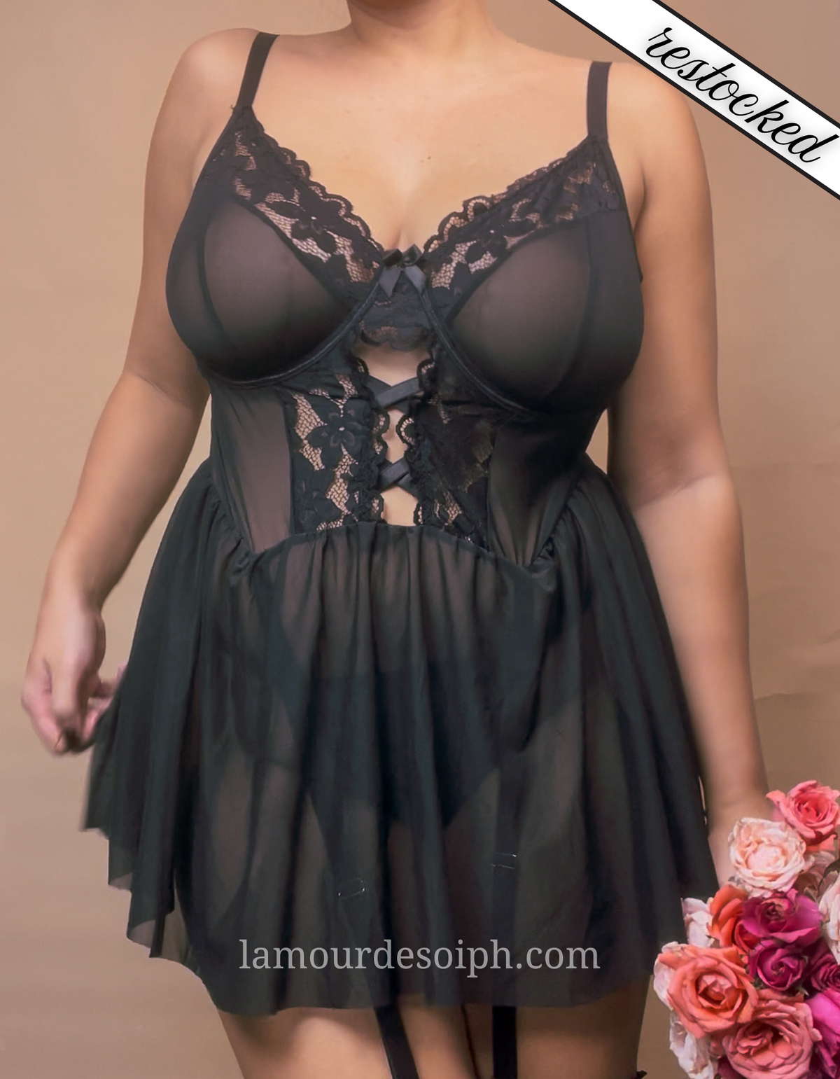 (PLUS SIZE) Ellie Lingerie Dress set w/stockings