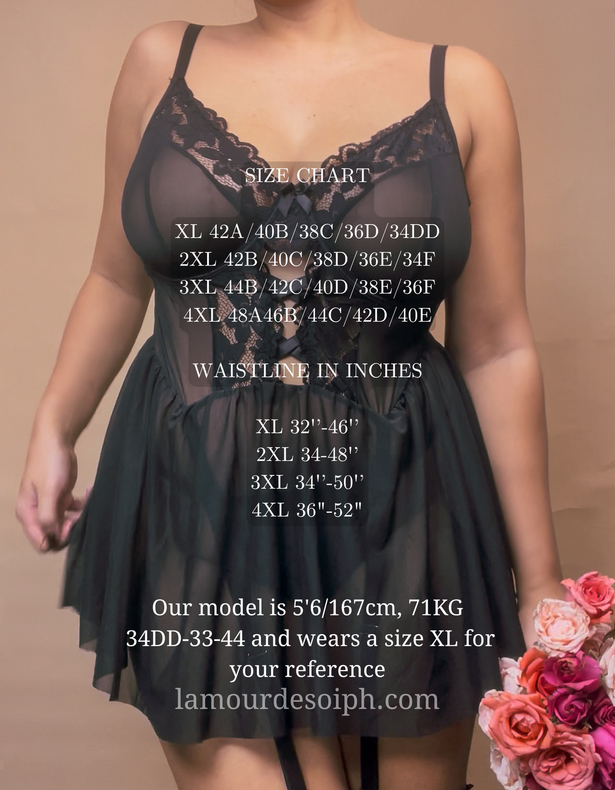 (PLUS SIZE) Ellie Lingerie Dress set w/stockings