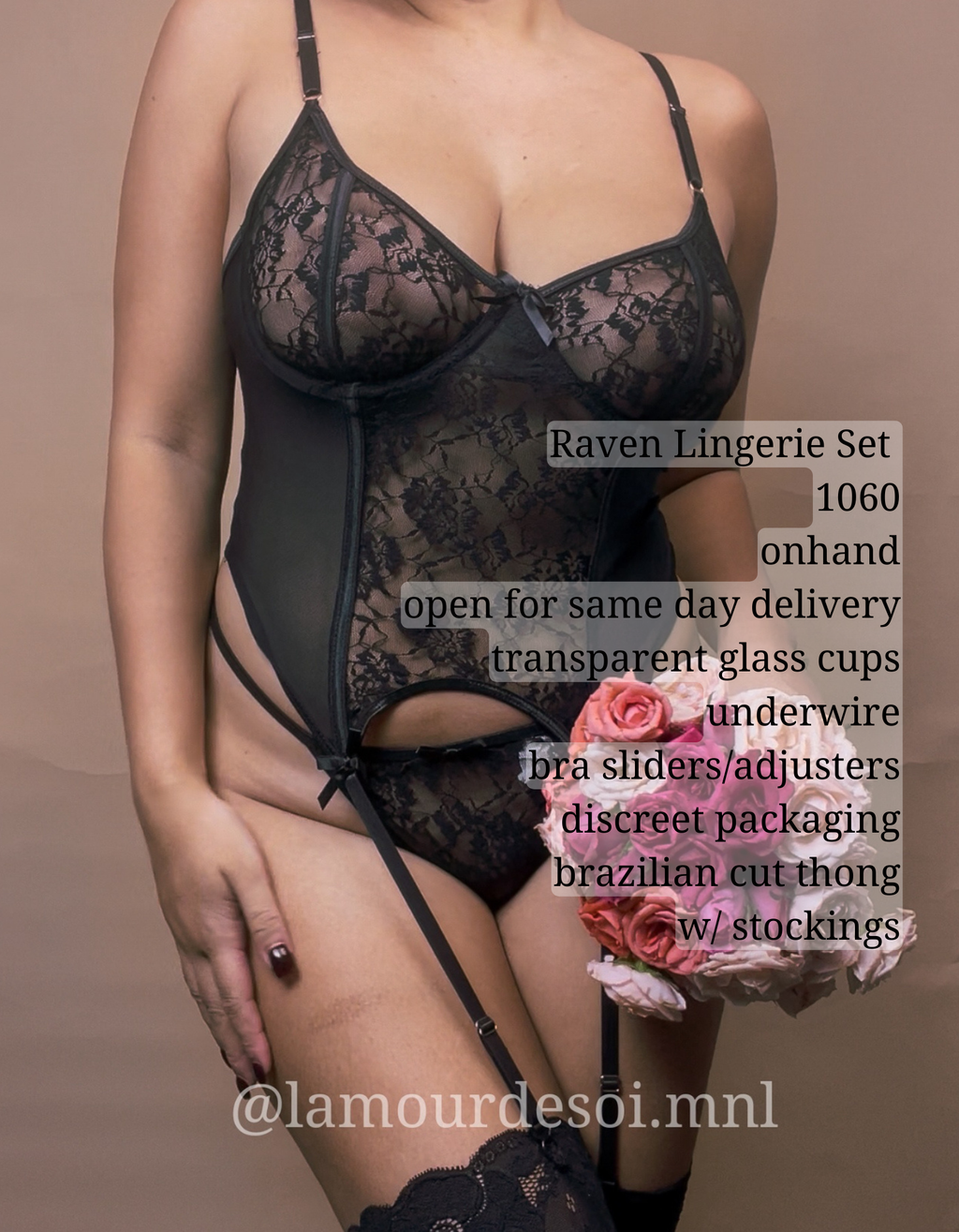 Raven Lingerie Set w/stockings