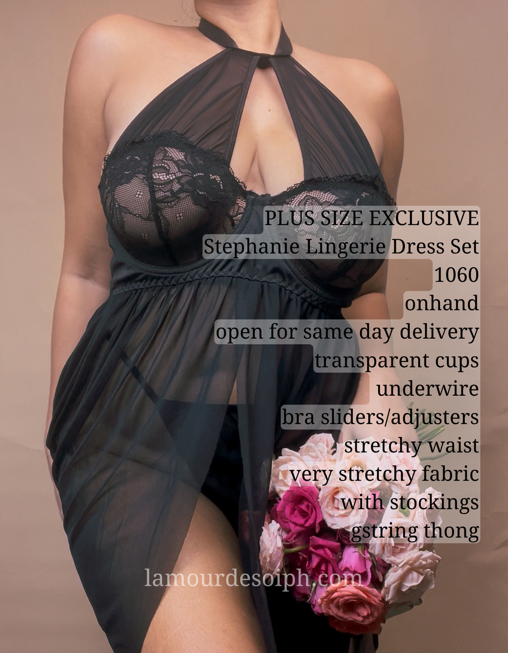 (PLUS SIZE)Stephanie Lingerie Dress Set