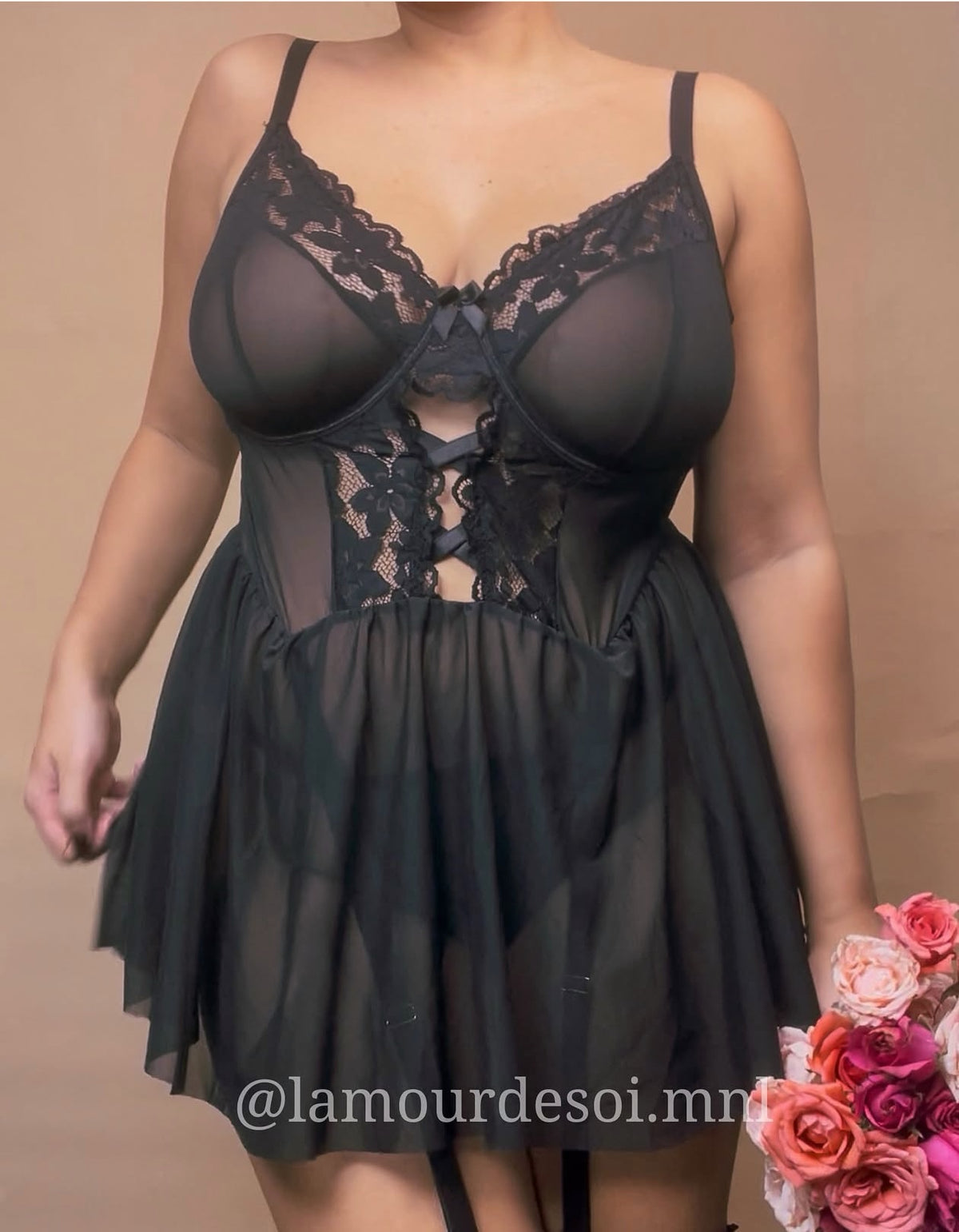 (PLUS SIZE) Ellie Lingerie Dress set w/stockings